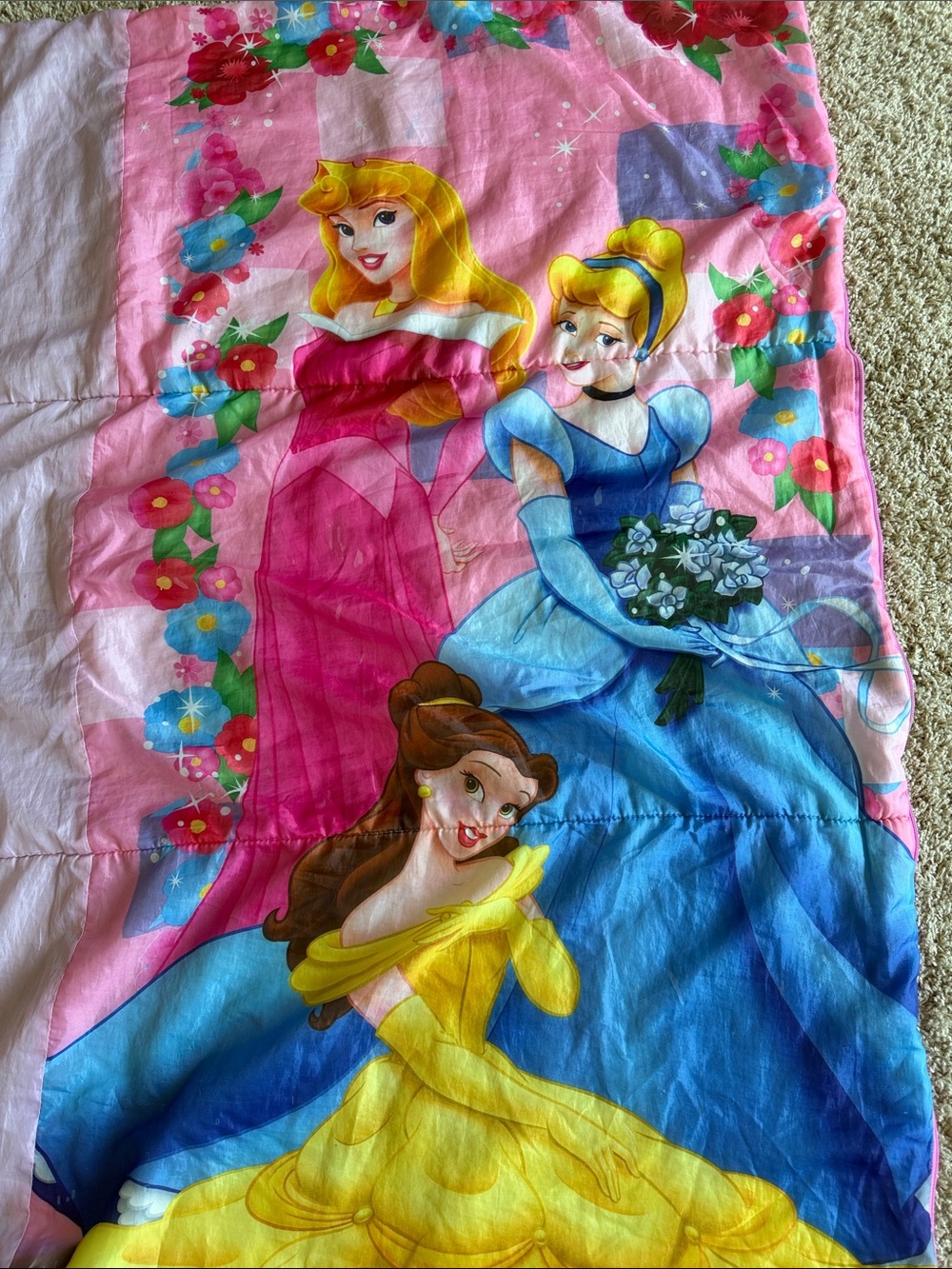 Vintage Disney Princess Bedding Quilt Pillowcase Fabric DIY Set